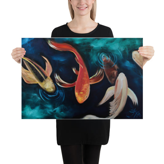 Koi Fish in the Pond Poster